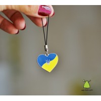 Брелок на телефон "Серце України Герб. Тризуб". Колір срібло